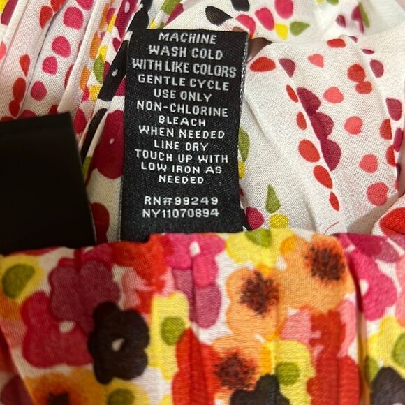 Maggie Barnes top blouse floral polka dot pleated white red 3/4 sleeve 3X - Picture 5 of 5